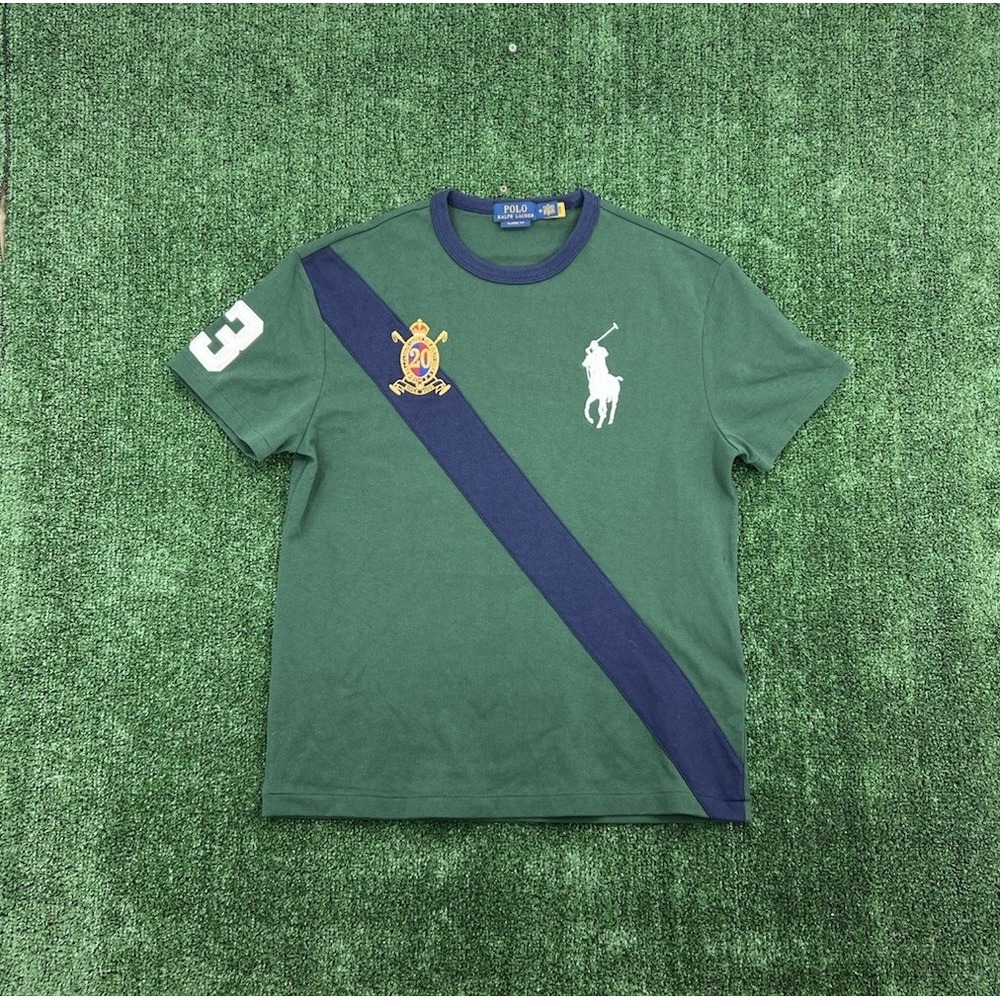 Polo Ralph Lauren Men's Med Big Pony 20th Anniversary Crest Logo T-Shirt Green